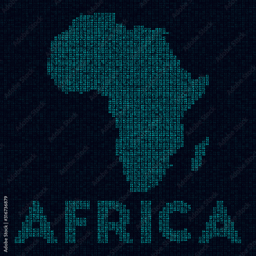 Africa tech map. Continent symbol in digital style. Cyber map of Africa with continent name. Amazing vector illustration.