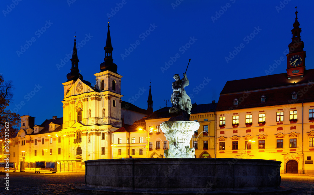 Obraz premium Night view of Jihlava, Czech Republic