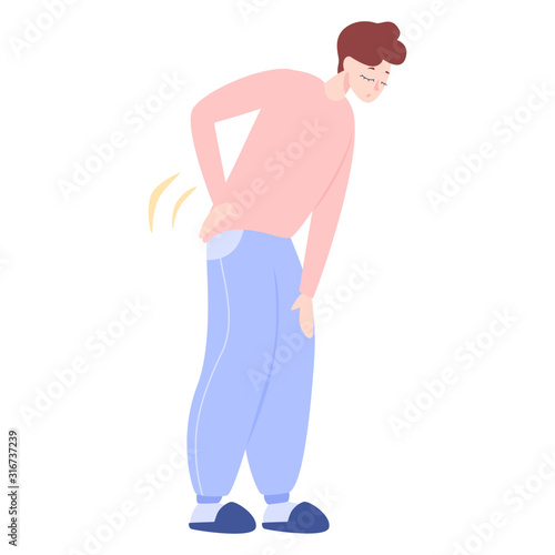 Man suffer from the pain in the back