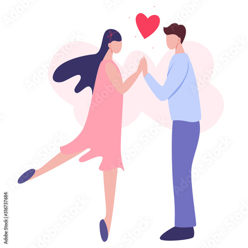 Happy couple in love holding hands