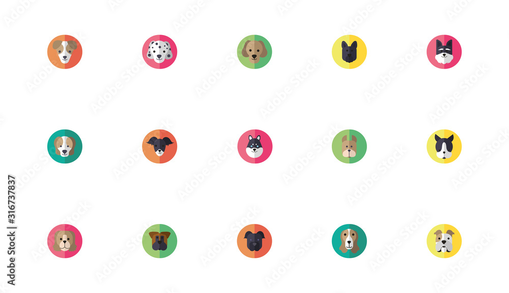 bundle of cute dogs heads icons bundle of cute dogs heads icons