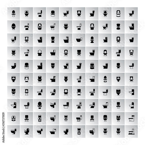wc toilet icons in gray square buttons 