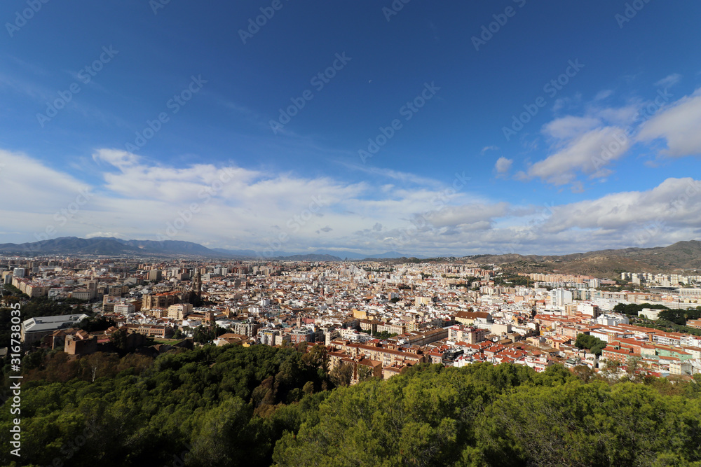 View over the city of Malaga in Spain
