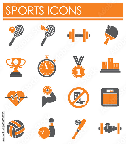 Sports related icons set on background for graphic and web design. Creative illustration concept symbol for web or mobile app
