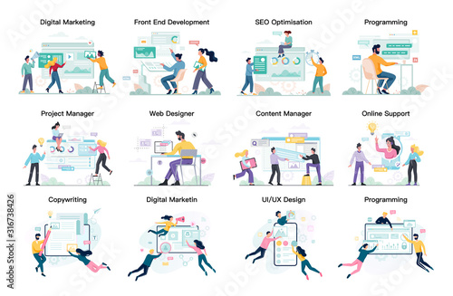 Modern web business service set. Web development