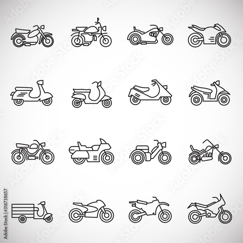 Motorcycle icons set outline on background for graphic and web design. Creative illustration concept symbol for web or mobile app
