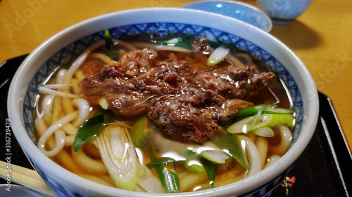 Japanese udon noodle with simmered beef
