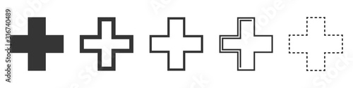 Set of Medical Cross vector icons isolated.