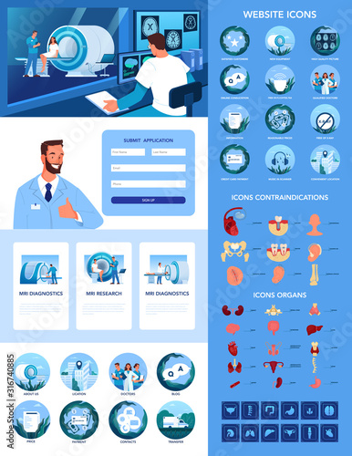 Magnetic resonance imaging advert banner or website set.