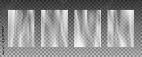 Set of transparent plastic warp background textures. photo