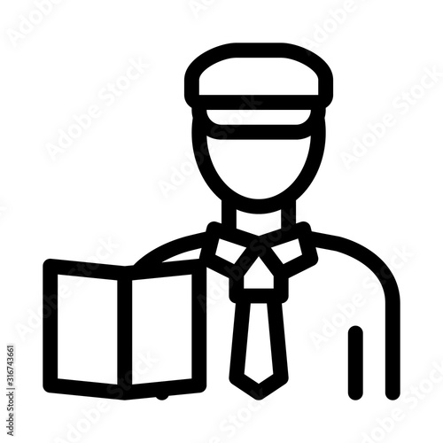 Custom Policeman Icon Vector. Outline Custom Policeman Sign. Isolated Contour Symbol Illustration