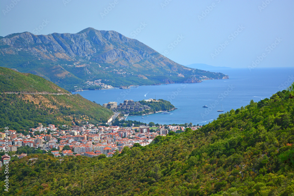 View of the Budva town from a height, Montenegro