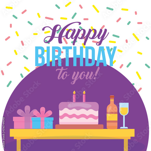 happy birthday celebration card with sweet cake