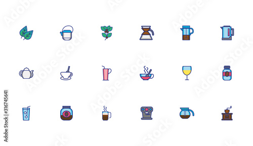 bundle of coffee set icons