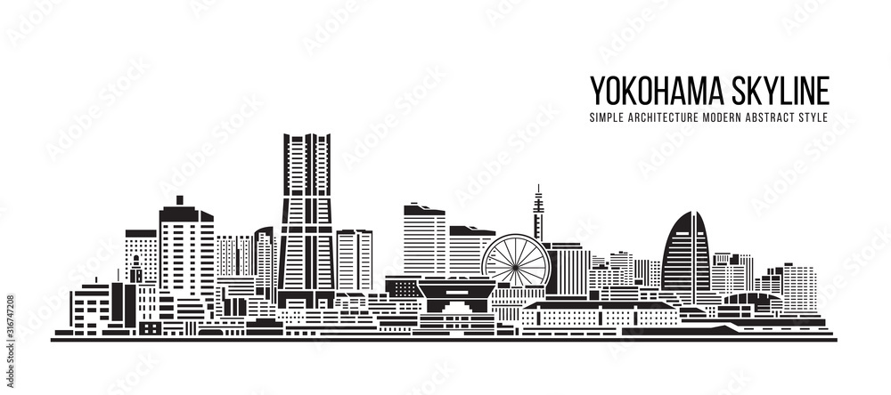 Cityscape Building Simple architecture modern abstract style art Vector Illustration design - Yokohama city