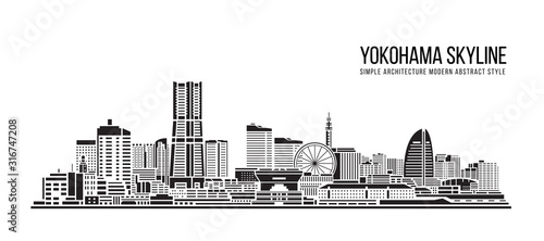 Cityscape Building Simple architecture modern abstract style art Vector Illustration design - Yokohama city