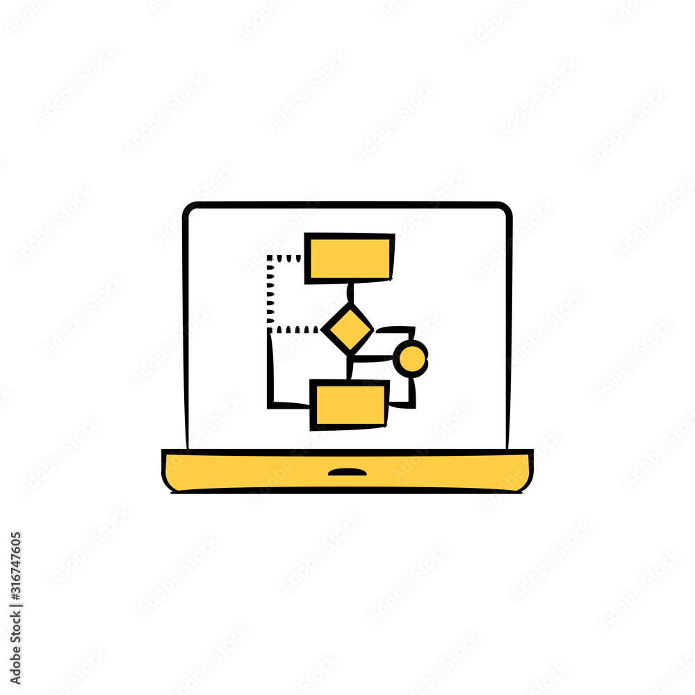 coding diagram in laptop computer icon coding diagram in laptop computer icon