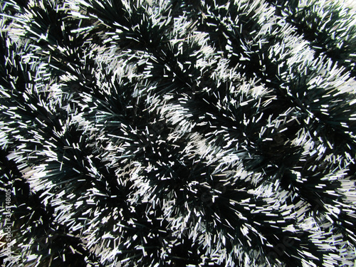 Abstract black and white striped tinsel background            