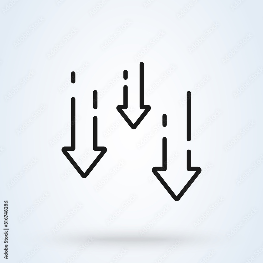 decrease reduce arrow line icon. Simple modern design illustration. decrease reduce arrow line icon. Simple modern design illustration.
