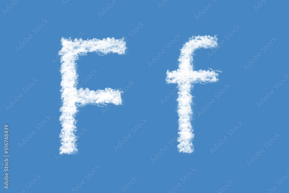 Letter F from real clouds shapes. Cloud alphabet. Letter F from real clouds shapes. Cloud alphabet.