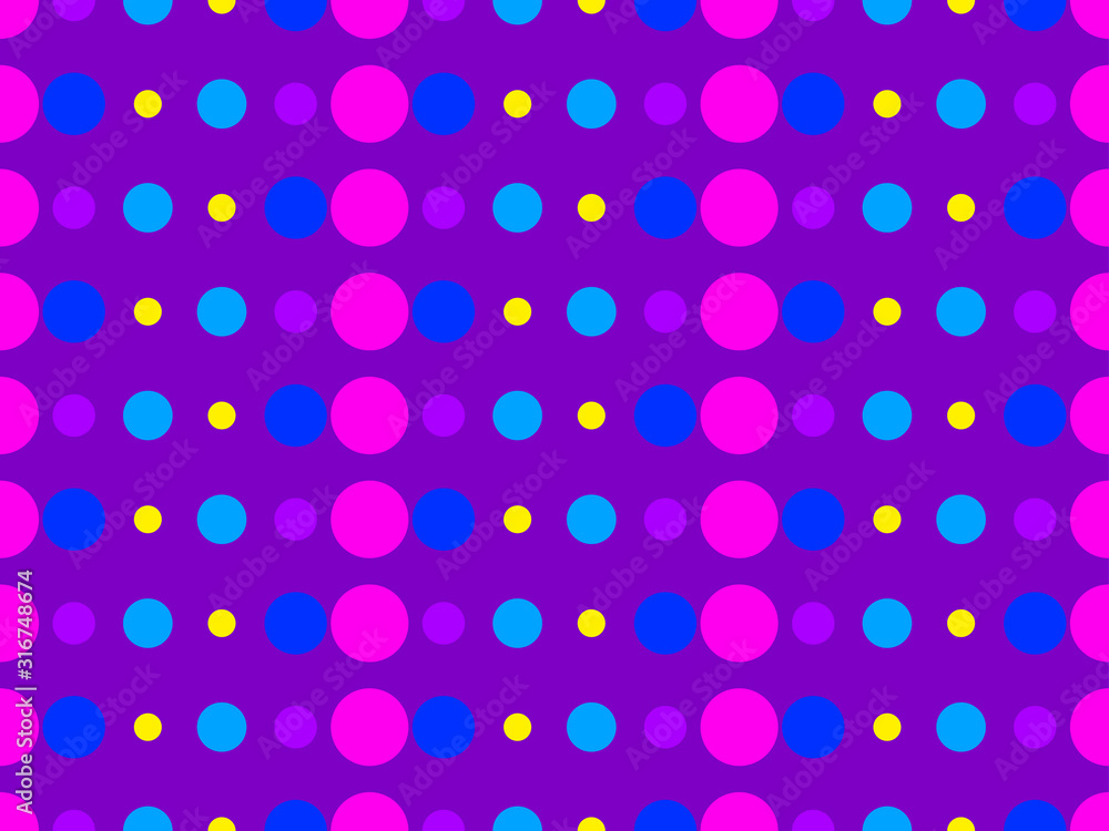 Dotted pop art seamless pattern in 1960s style. Background for brochures, promotional material and wallpaper. Vector illustration