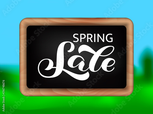 Spring Sale brush lettering. Vector stock illustration for banner or poster