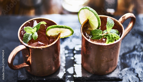Photography two moscow mules shot close up