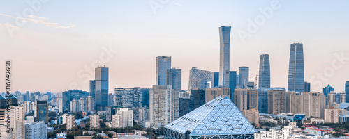 Sunny view of Beijing CBD skyline in china