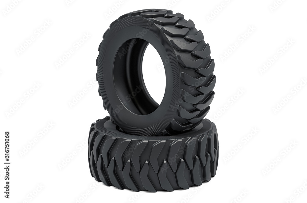Resilient solid tires or truck tires. 3D rendering Resilient solid tires or truck tires. 3D rendering