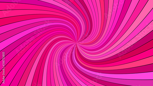 Pink abstract hypnotic striped spiral background design - vector illustration with swirling rays