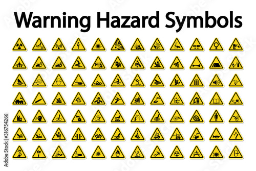 Warning Hazard Symbols labels Sign Isolate on White Background,Vector Illustration