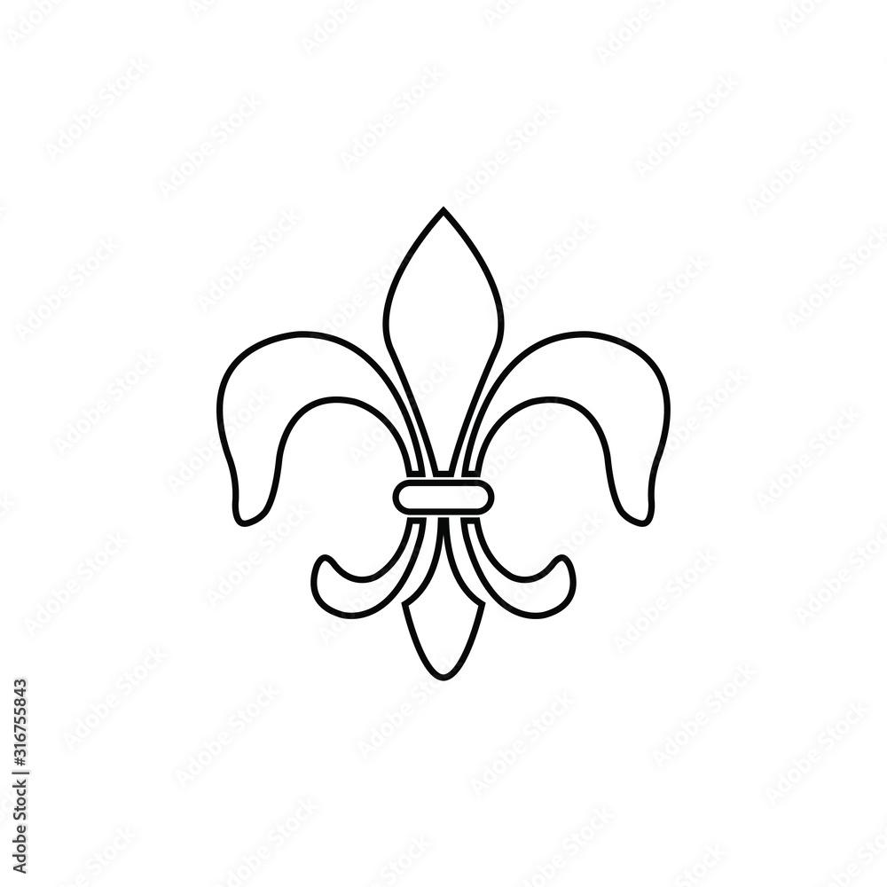 Fleur-de-lis icon vector Heraldic lily line style Fleur-de-lis icon vector Heraldic lily line style
