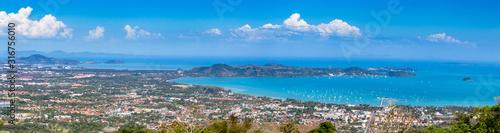 Phuket Thailand. Panorama of the landscape in Phuket. Beach in Thailand. Resorts of the Andaman Sea. Panorama of Phuket Bay. Holidays in the resorts of Thailand. The coast of the Andaman Sea.