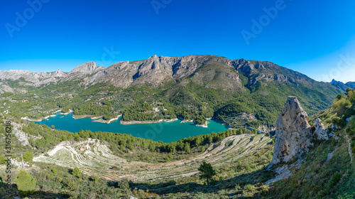 Panoramic view of Guadalest reservoir in Alicante, Spain photo