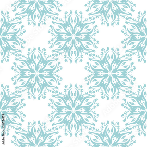 Floral seamless background. Blue pattern on white