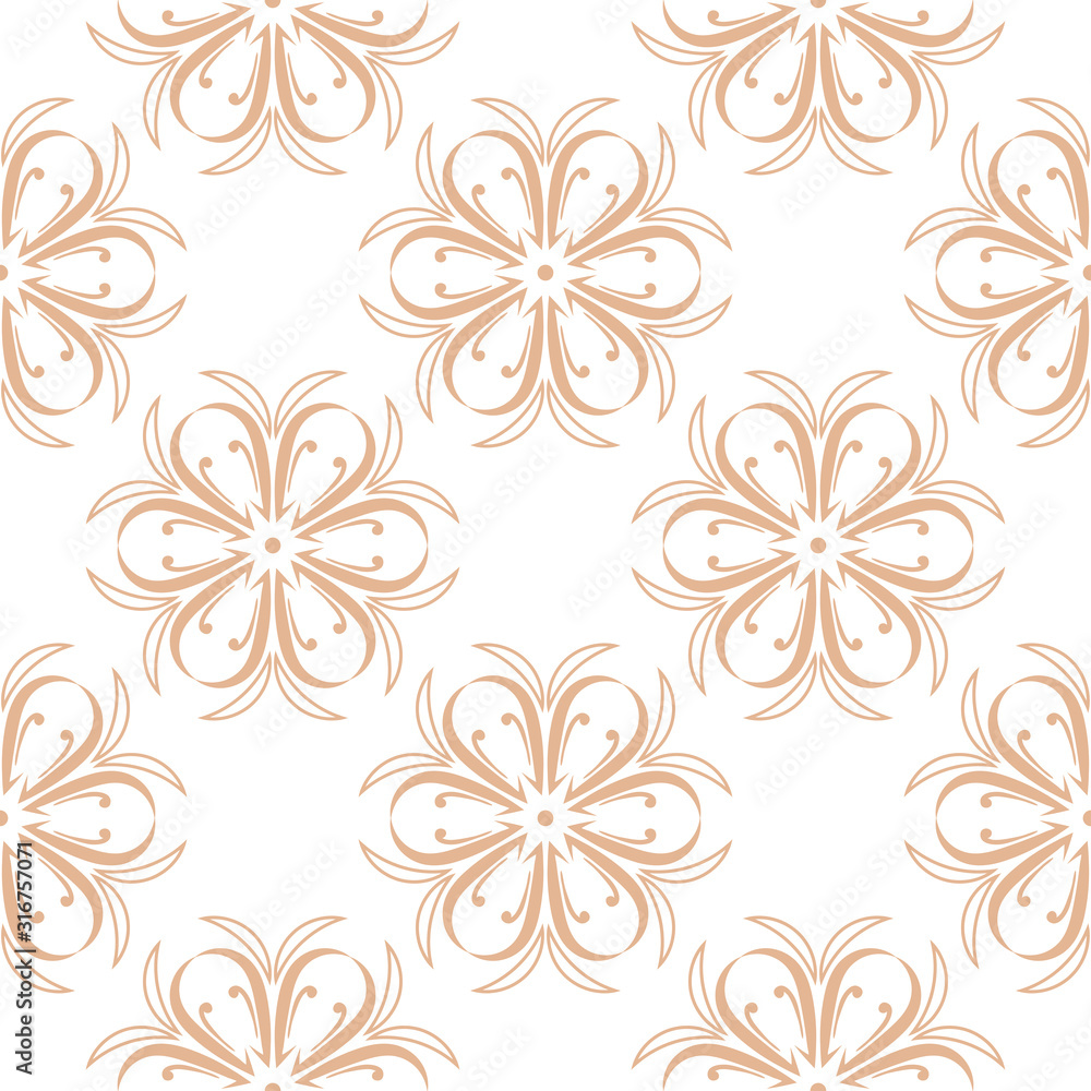 Brown floral seamless pattern on white background Brown floral seamless pattern on white background