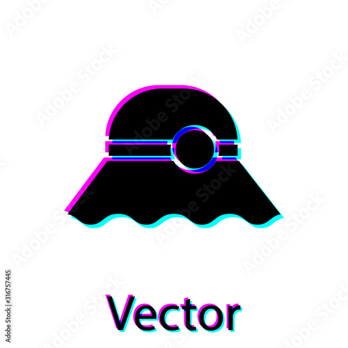 Black Elegant women hat icon isolated on white background. Vector Illustration