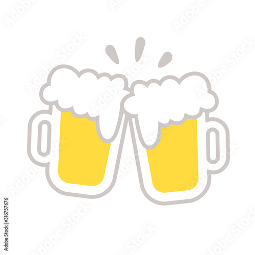 Beer mug clinking icon. Clipart image isolated on white background