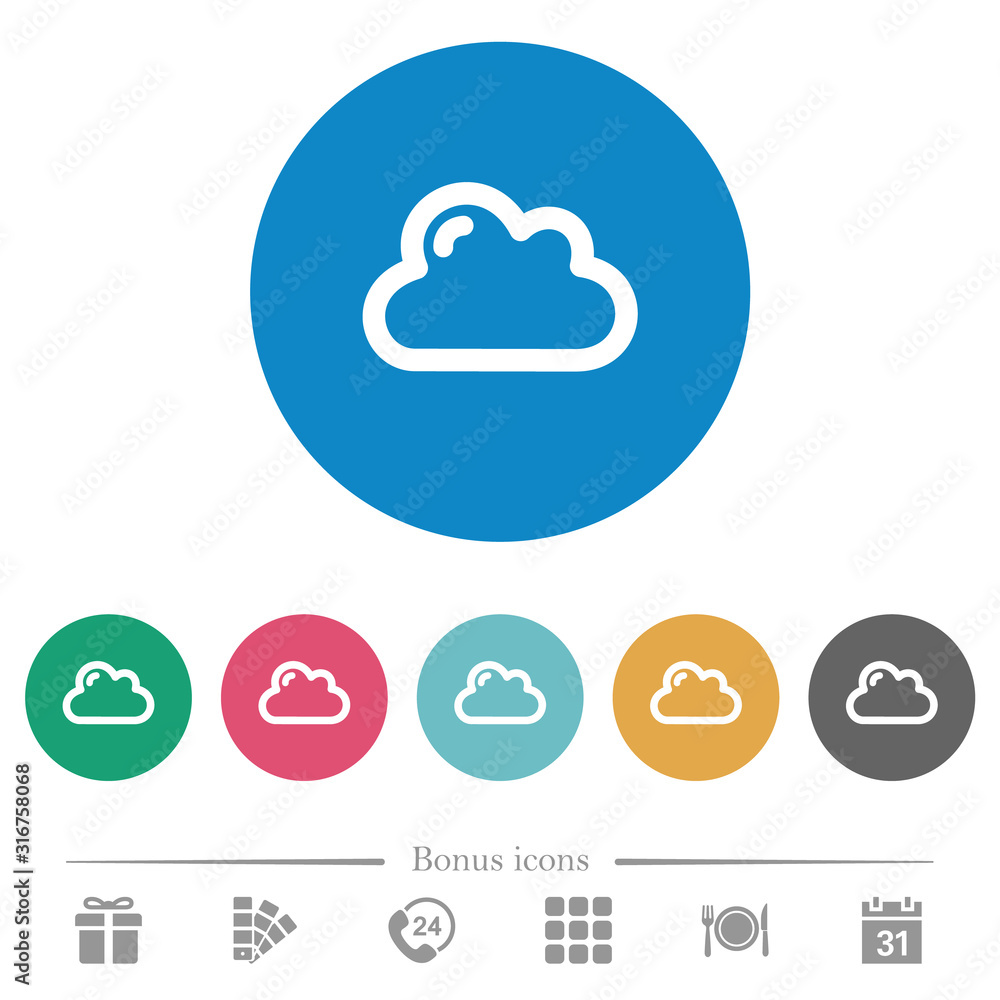 Single cloud flat round icons Single cloud flat round icons