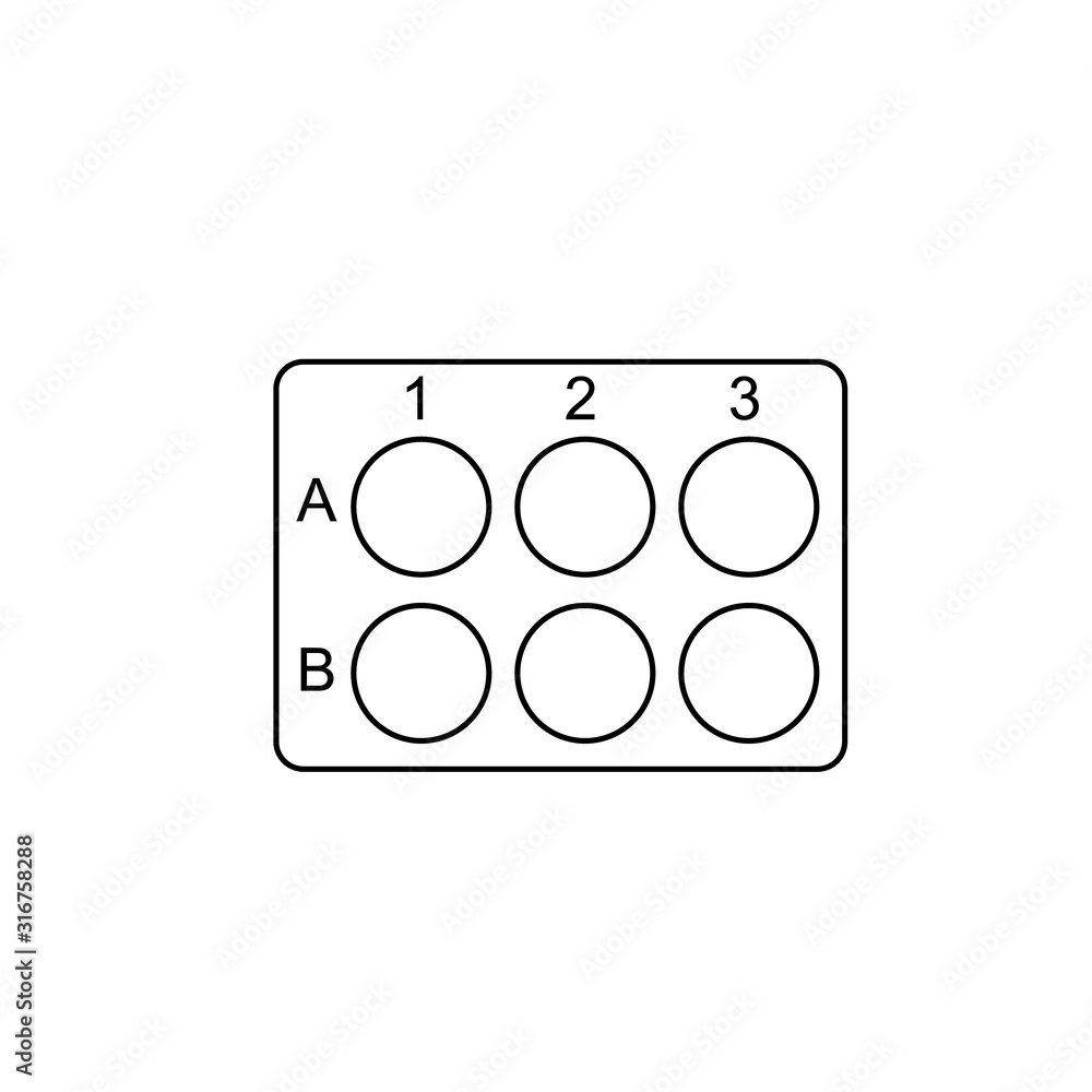 6 Well plate outline icon. Clipart image isolated on white background