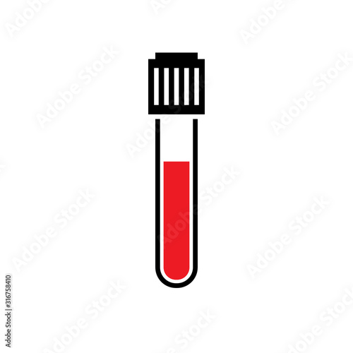 Blood test tube glyph icon. Clipart image isolated on white background