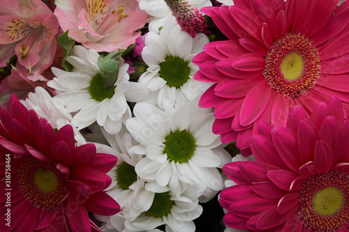 Close-up of a colorful spring bouquet with many different colors