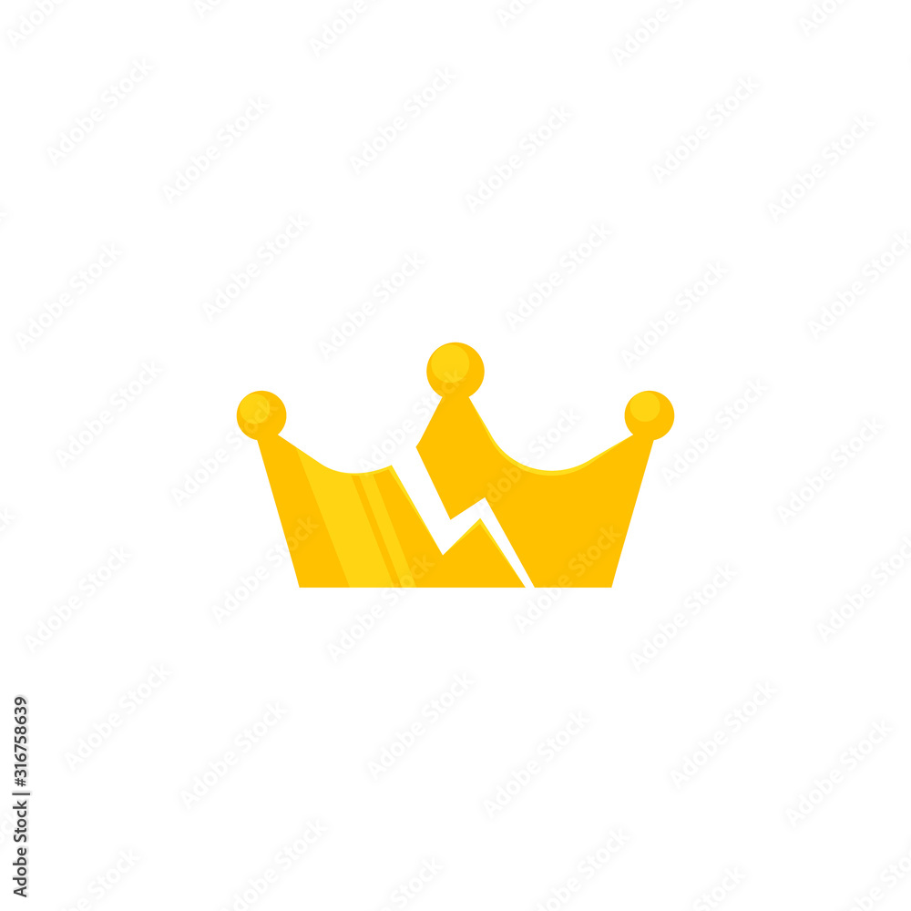 Broken crown icon. Clipart image isolated on white background Stock