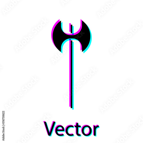 Black Medieval axe icon isolated on white background. Battle axe, executioner axe. Medieval weapon. Vector Illustration