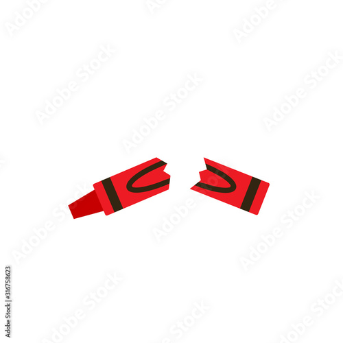 Broken crayon icon. Clipart image isolated on white background