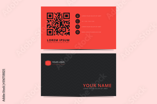Red & Black Business Card | Business Card With QR Code 