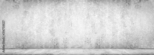 Wall texture Concrete floor panorama cement floor and wall backgrounds, room for display products. 