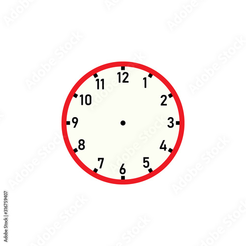 Blank red wall clock. Clipart image isolated on white background