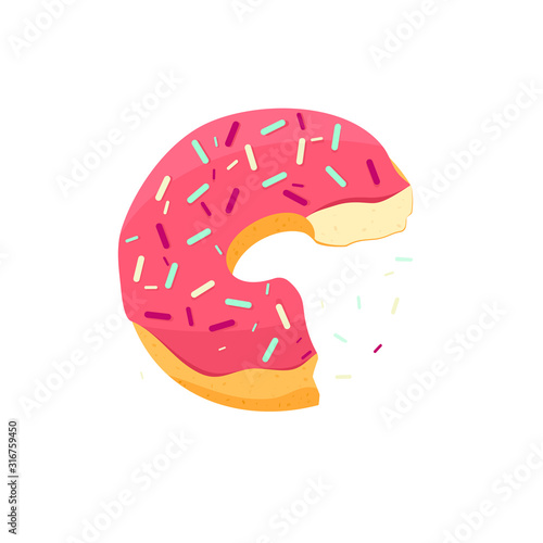 Half donut icon. Clipart image isolated on white background