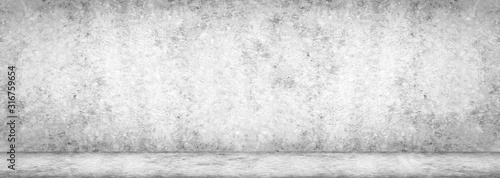 Wall texture Concrete floor panorama cement floor and wall backgrounds, room for display products. 